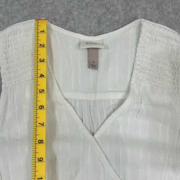 KNOX ROSE Maxi Dress S White Faux Wrap Tiered Seersucker Beachcore Resort - Picture 10 of 13